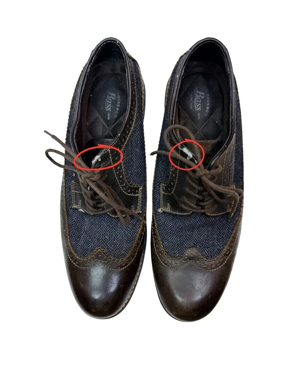Bass Men's Leather and Fabric Wingtip Dress Shoes Size 9M